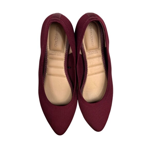 Cynthia Rowley Maroon Pointed Toe Womens Flats Size 8.5 Slip-On Casual Style - Picture 4 of 10